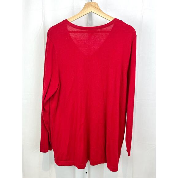 J. JILL Petite XL PXL Highland V-Neck Sweater Pullover Cotton Blend Red Size - Picture 2 of 6